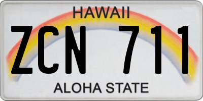 HI license plate ZCN711