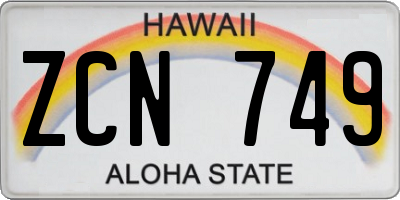 HI license plate ZCN749