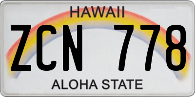 HI license plate ZCN778