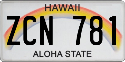HI license plate ZCN781