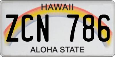 HI license plate ZCN786