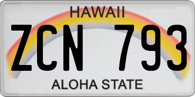 HI license plate ZCN793