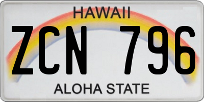 HI license plate ZCN796