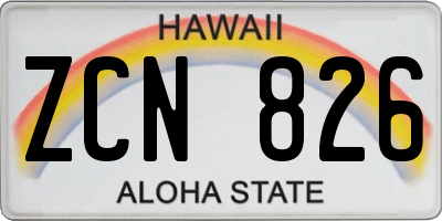 HI license plate ZCN826