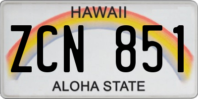 HI license plate ZCN851