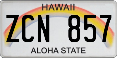 HI license plate ZCN857