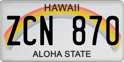 HI license plate ZCN870
