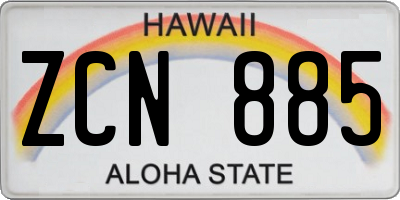 HI license plate ZCN885