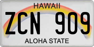 HI license plate ZCN909