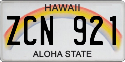 HI license plate ZCN921