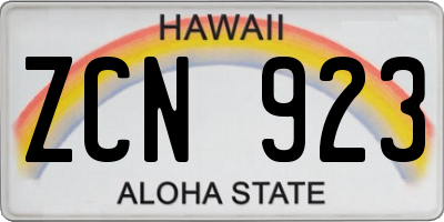 HI license plate ZCN923