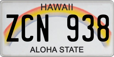 HI license plate ZCN938