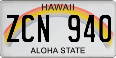 HI license plate ZCN940