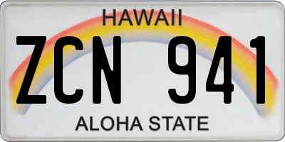 HI license plate ZCN941