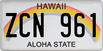 HI license plate ZCN961