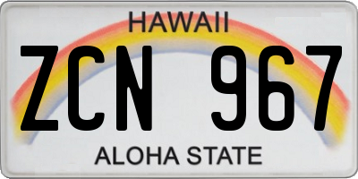 HI license plate ZCN967