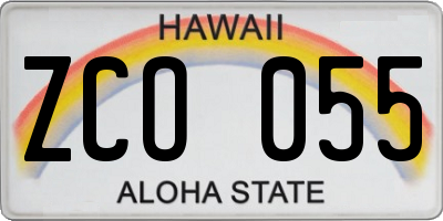 HI license plate ZCO055