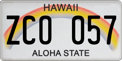 HI license plate ZCO057