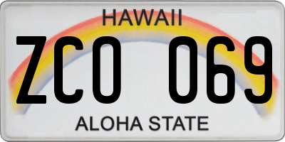 HI license plate ZCO069