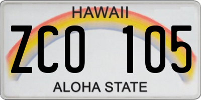 HI license plate ZCO105