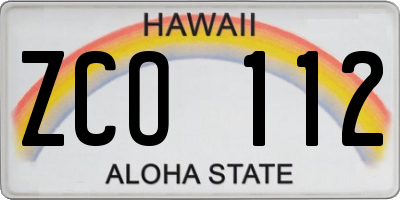 HI license plate ZCO112