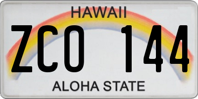 HI license plate ZCO144