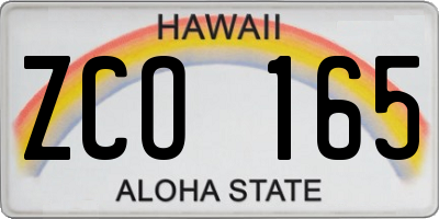 HI license plate ZCO165