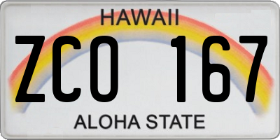 HI license plate ZCO167
