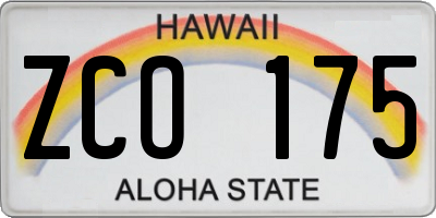 HI license plate ZCO175