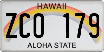 HI license plate ZCO179