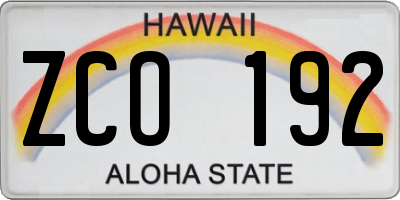 HI license plate ZCO192