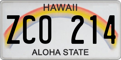 HI license plate ZCO214