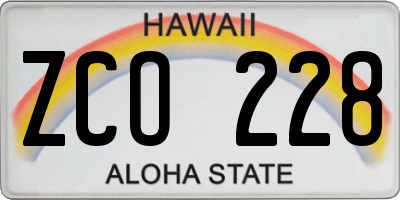 HI license plate ZCO228
