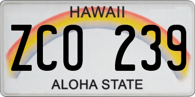 HI license plate ZCO239