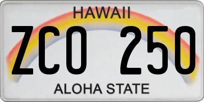 HI license plate ZCO250
