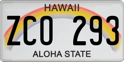 HI license plate ZCO293