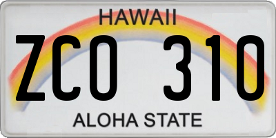 HI license plate ZCO310