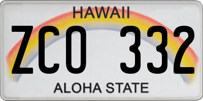 HI license plate ZCO332