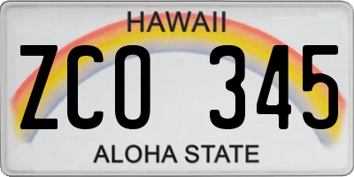 HI license plate ZCO345