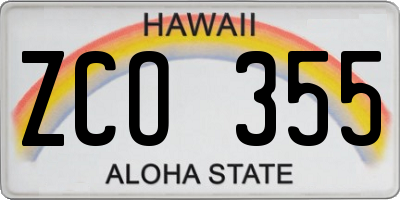 HI license plate ZCO355