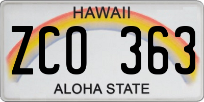 HI license plate ZCO363