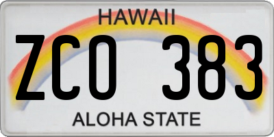 HI license plate ZCO383
