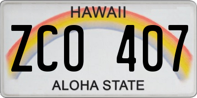 HI license plate ZCO407