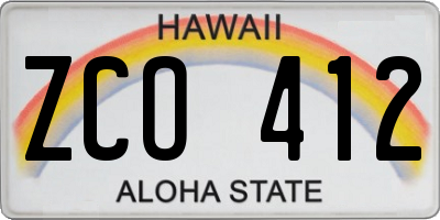 HI license plate ZCO412