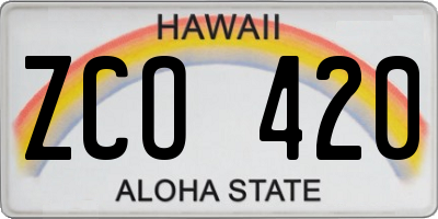 HI license plate ZCO420