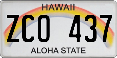 HI license plate ZCO437