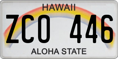HI license plate ZCO446