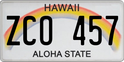 HI license plate ZCO457