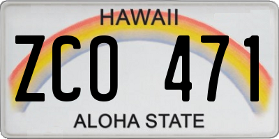 HI license plate ZCO471