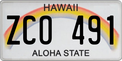 HI license plate ZCO491